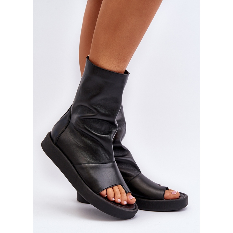 Sandali in pelle da donna Zazoo 3441 con tomaia nera nero 2