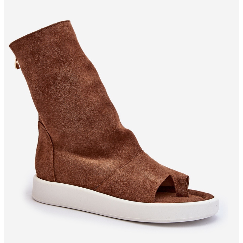 Sandali Zazoo 3441 in pelle scamosciata da donna con tomaia marrone 1
