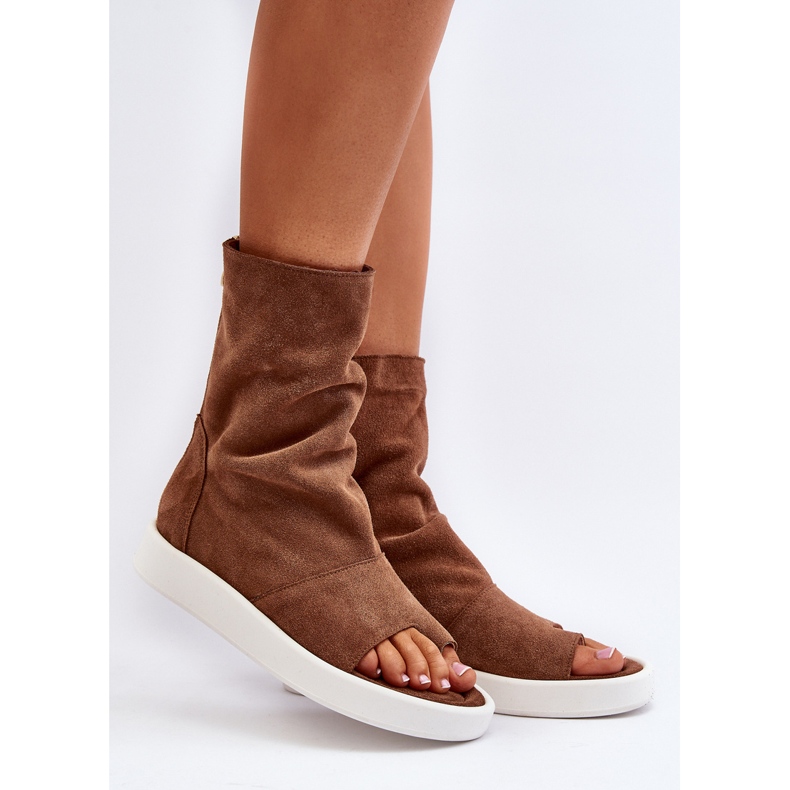 Sandali Zazoo 3441 in pelle scamosciata da donna con tomaia marrone 2