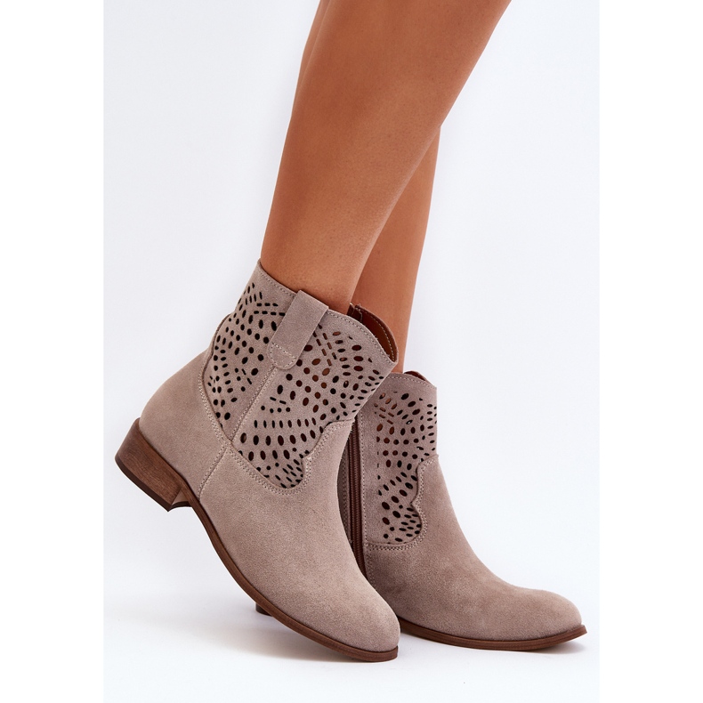 Zazoo 3305/2 Stivali Cappuccino Traforati da Donna beige 2
