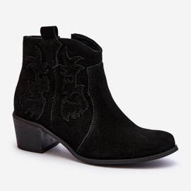 Zazoo 3426 Stivali da cowboy in pelle scamosciata da donna Neri nero 1