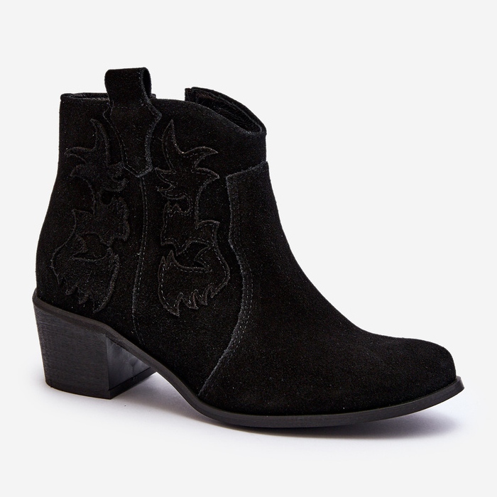 Zazoo 3426 Stivali da cowboy in pelle scamosciata da donna Neri nero 1