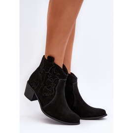 Zazoo 3426 Stivali da cowboy in pelle scamosciata da donna Neri nero 2