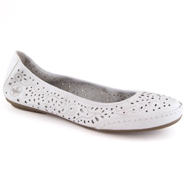 Comode scarpe traforate in pelle Rieker W RKR649, bianche bianco 1