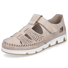 Scarpe Rieker W RKR651 in pelle beige traforata con velcro marrone 2