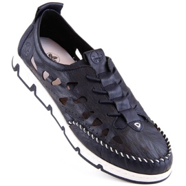 Scarpe in pelle traforata Rieker W RKR652, blu navy 1