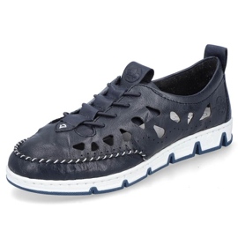 Scarpe in pelle traforata Rieker W RKR652, blu navy 2