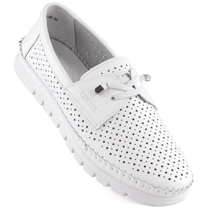 Vinceza W JAN273B scarpe traforate in pelle bianca 1