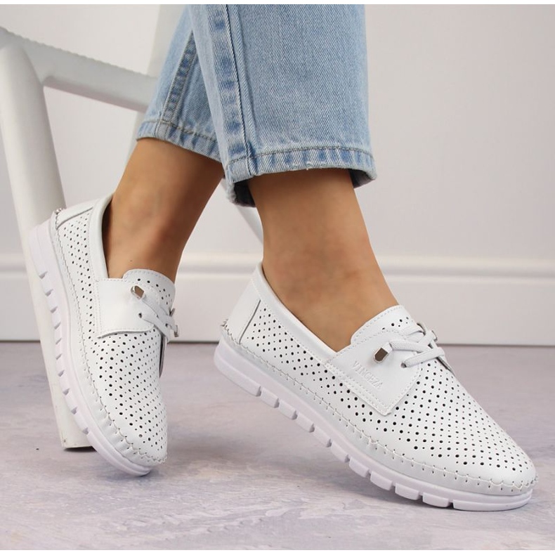 Vinceza W JAN273B scarpe traforate in pelle bianca 2