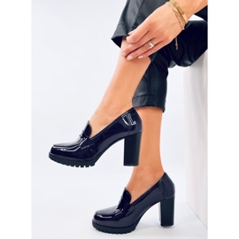 Mocassini con tacco in vernice Jeffis Dark Blue 2