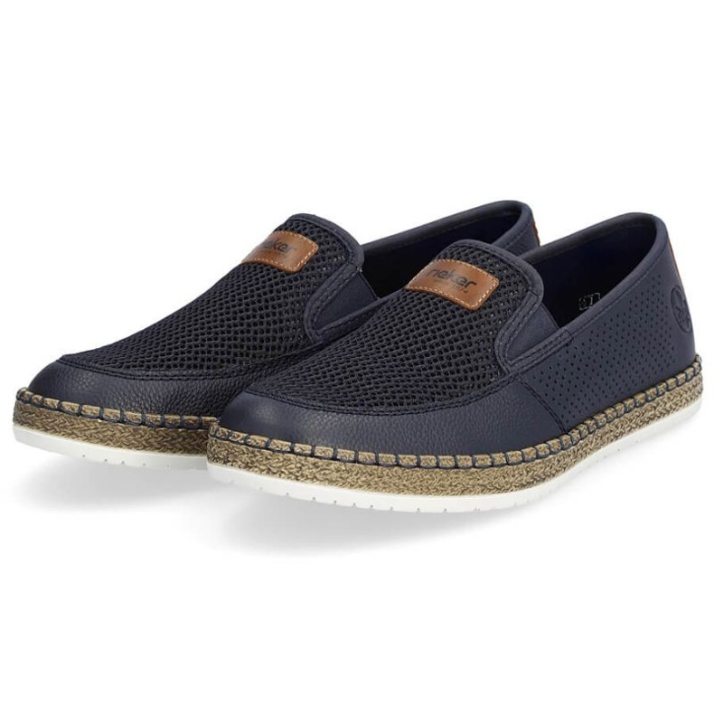 Comode scarpe in pelle Rieker M RKR656, blu navy 2