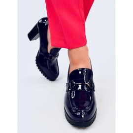 Mocassini con tacco in vernice Hyett Blu Scuro 1