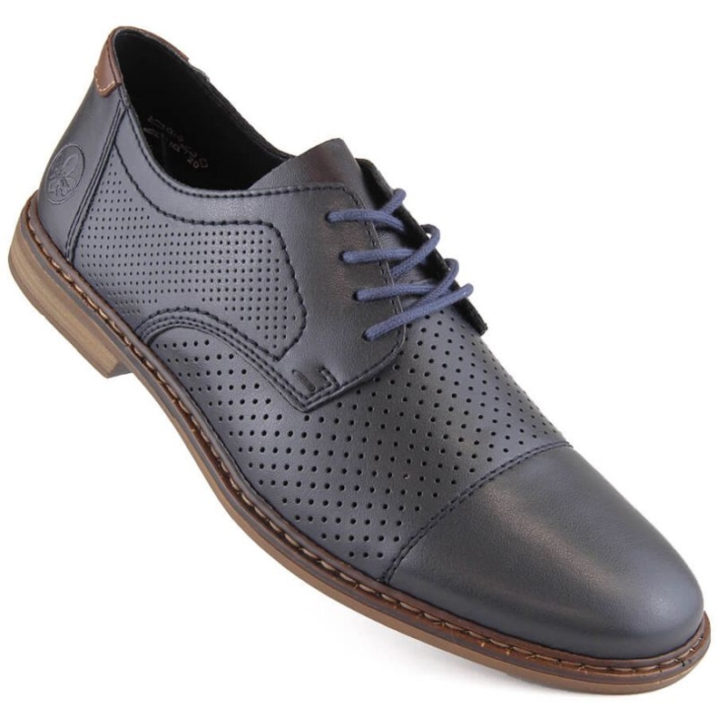 Comode scarpe in pelle Rieker M RKR659, blu navy 1