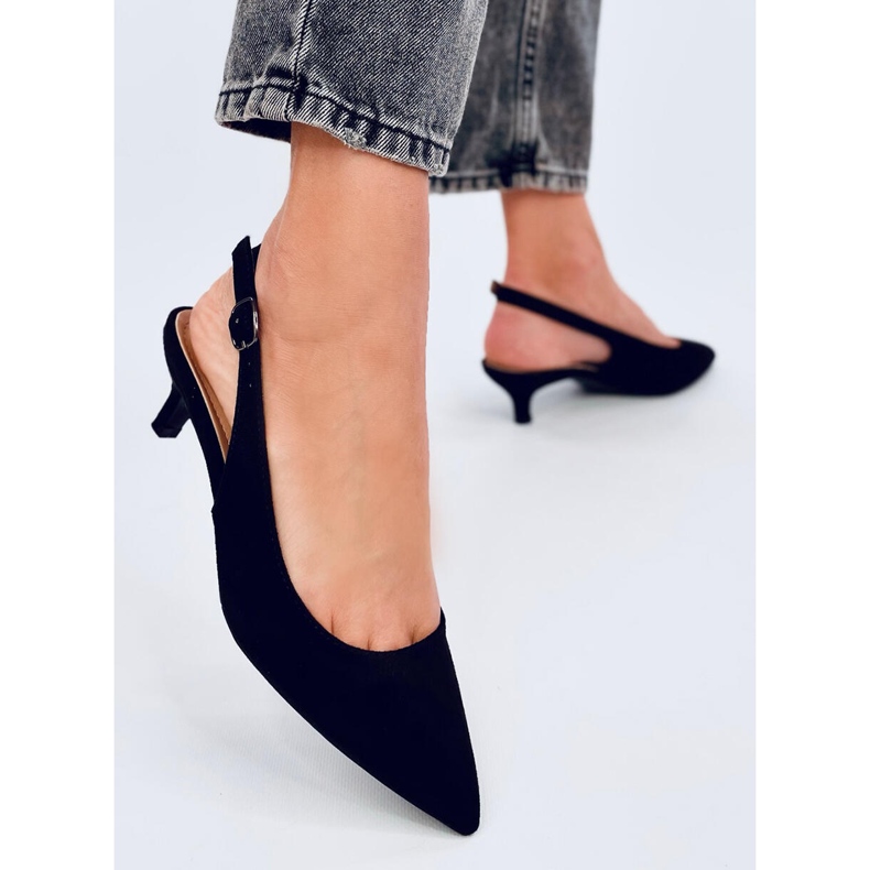 Malloi Scarpe basse nere con tacco aperto nero 2