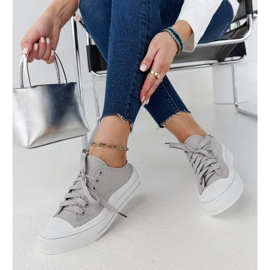 Scarpe da ginnastica con plateau Fiori grigie grigio 1