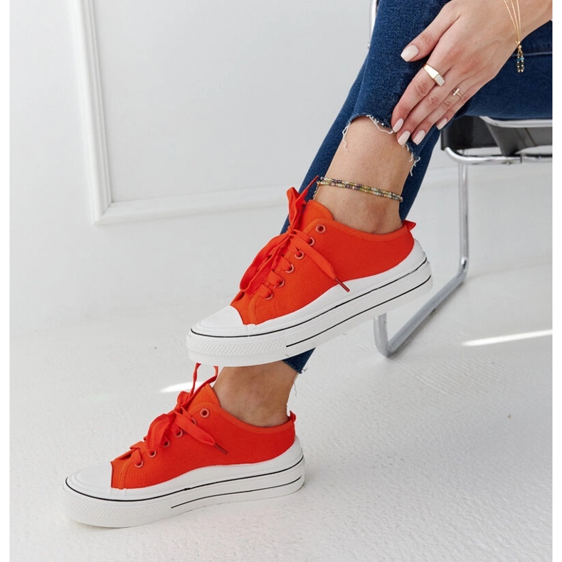 Sneakers con plateau Fiori arancioni arancia 1