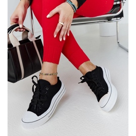Sneakers nere con plateau Fiori nero 1