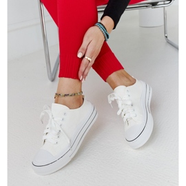 Sneakers bianche con plateau Fiori bianca 1
