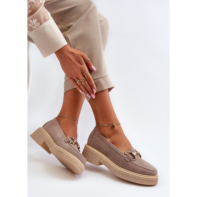 Zazoo 3429 Mocassini Da Donna In Camoscio Con Decoro Cappuccino beige 1