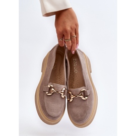 Zazoo 3429 Mocassini Da Donna In Camoscio Con Decoro Cappuccino beige 2