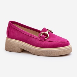 Mocassini da donna in camoscio Zazoo 3429 con decoro fucsia rosa 2