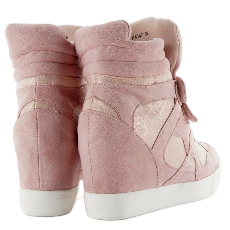 Sneakers in suede rosa con chiusura in velcro 1