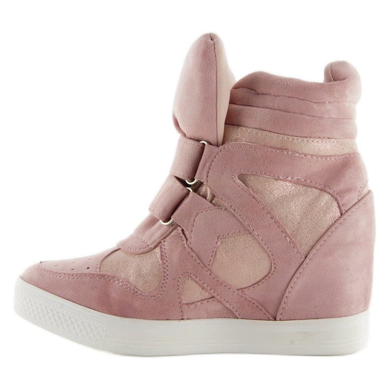 Sneakers in suede rosa con chiusura in velcro 2