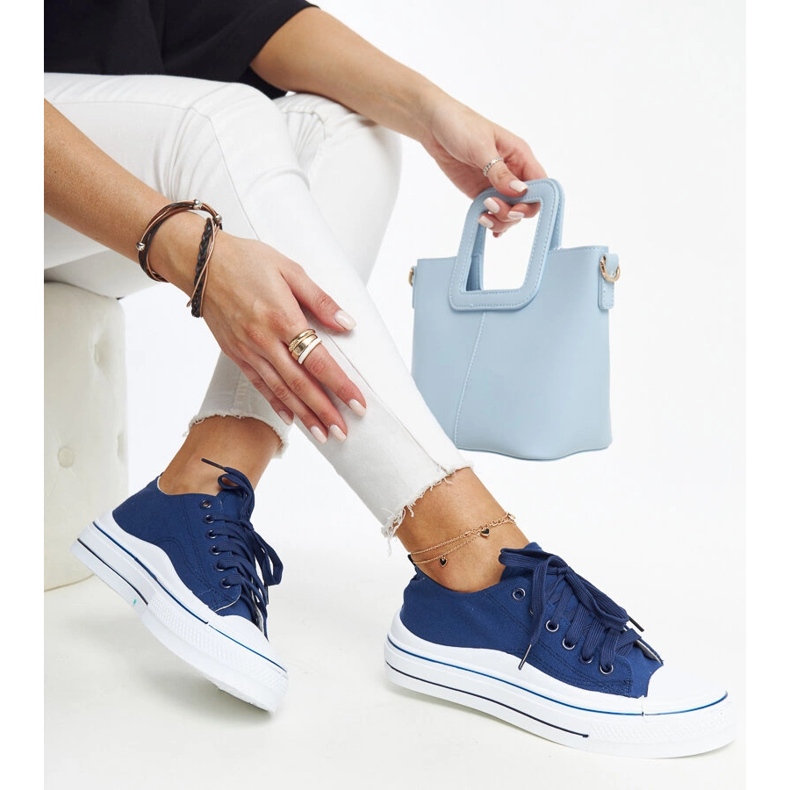 Sneaker Anbarin con plateau blu navy 1