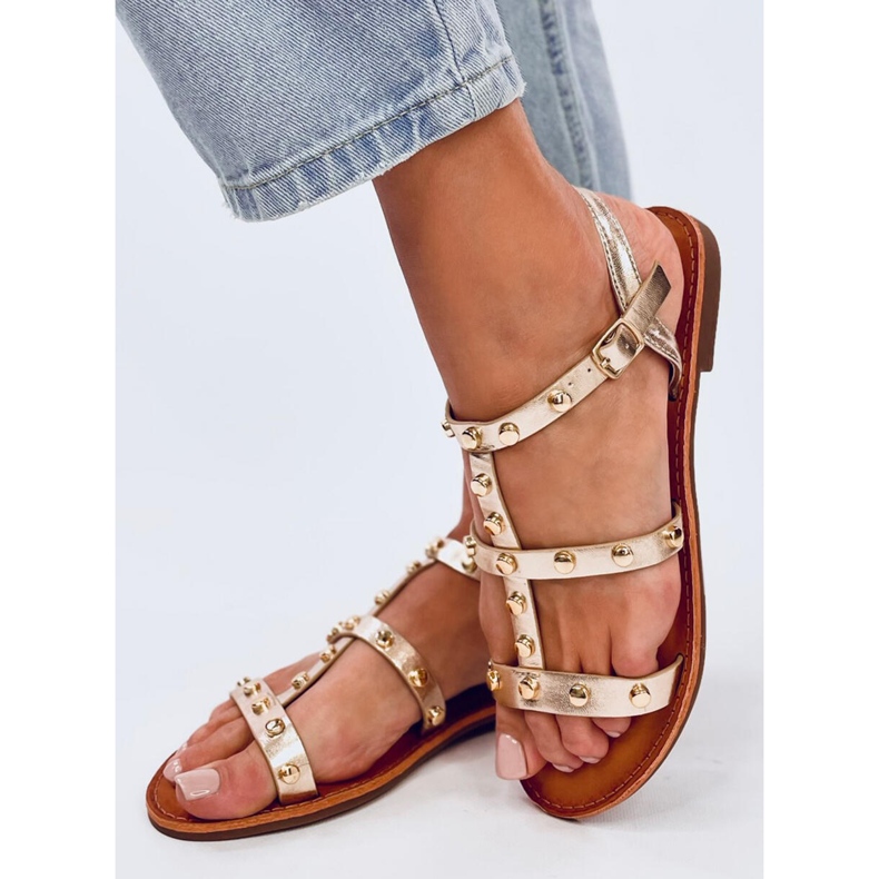 Sandali con borchie Neha Gold d'oro 2