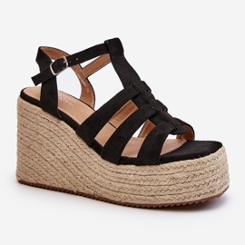 Sandali con zeppa con treccia, Black Gnosis nero 2