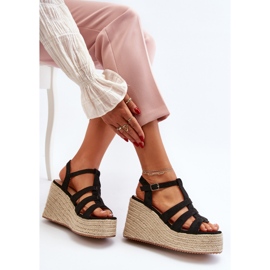 Sandali con zeppa con treccia, Black Gnosis nero 1