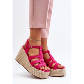 Sandali con zeppa con treccia Gnosis Fucsia rosa 2