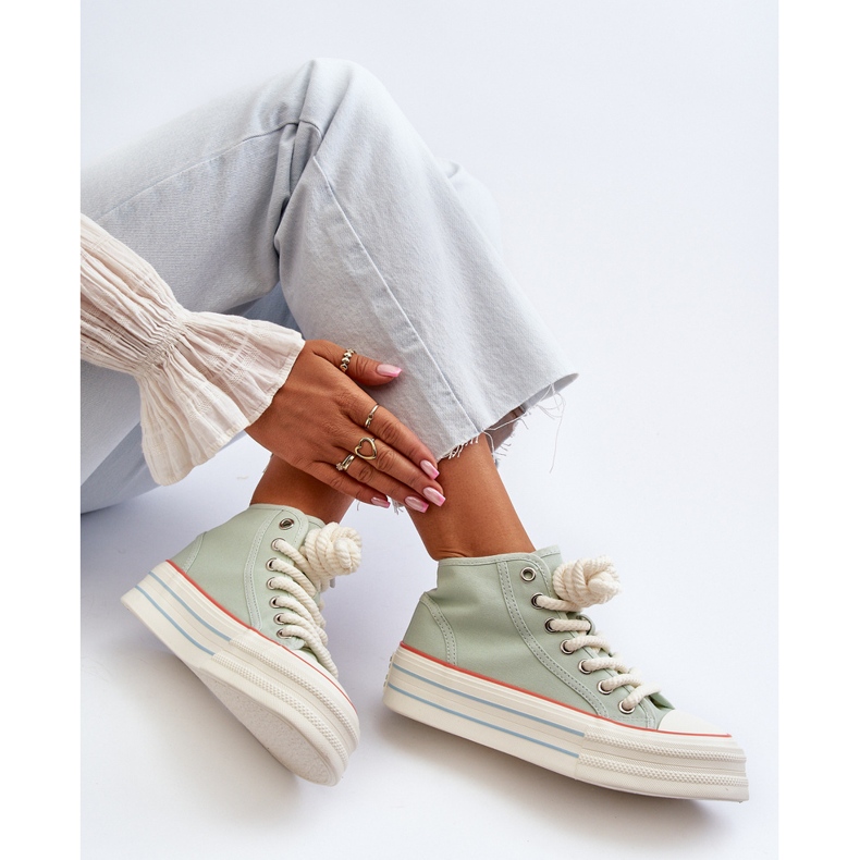 Sneakers con plateau da donna Menta Aineri verde 1