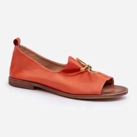 Ballerine in pelle da donna Zazoo 2660, arancione arancia 1
