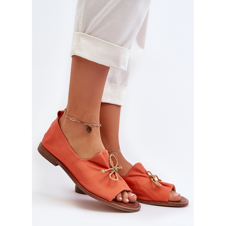 Ballerine in pelle da donna Zazoo 2660, arancione arancia 2