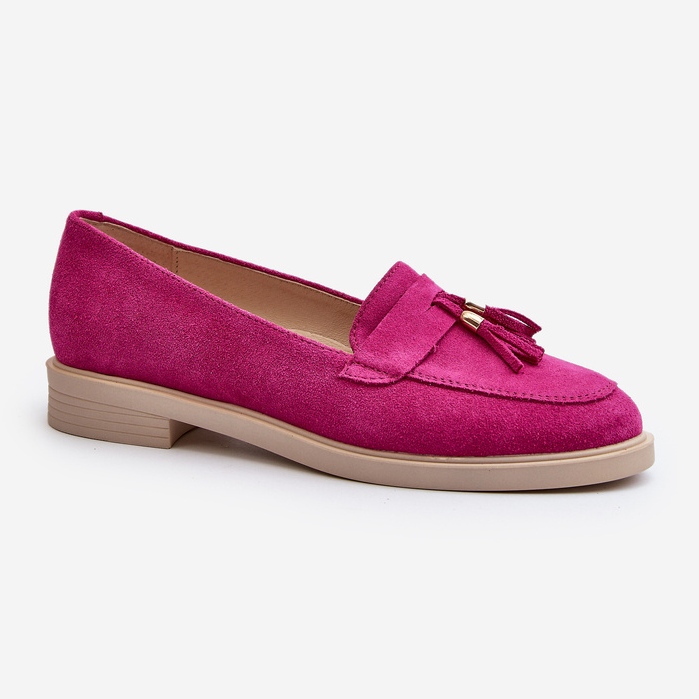 Zazoo 3420 Mocassini in pelle scamosciata da donna con tacco piatto Fuskja rosa 1