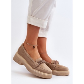 Mocassini da donna in camoscio con decorazione Zazoo 3429/W, Beige 2