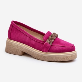 Mocassini da donna in camoscio Zazoo 3429/W con decoro fucsia rosa 2