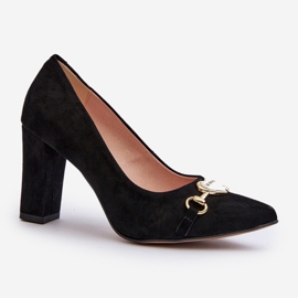 Zazoo 2453/OS Décolleté In Pelle Scamosciata Su Tacco Con Cuore, Nero 1