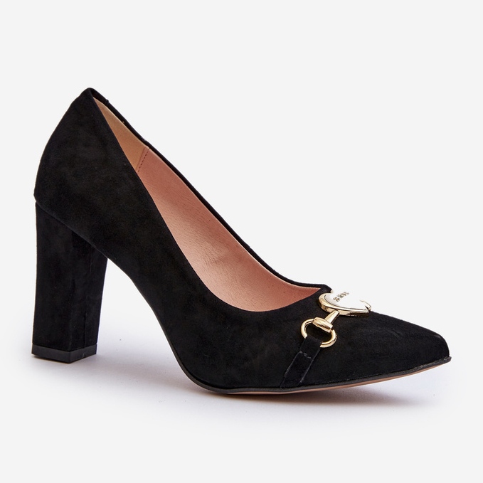 Zazoo 2453/OS Décolleté In Pelle Scamosciata Su Tacco Con Cuore, Nero 1