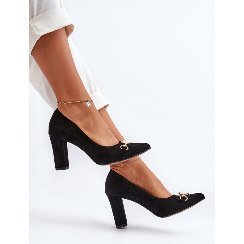 Zazoo 2453/OS Décolleté In Pelle Scamosciata Su Tacco Con Cuore, Nero 2