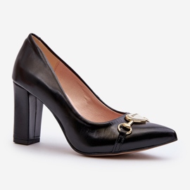 Zazoo 2453/OS Décolleté in pelle su tacco con cuore, Nero 1