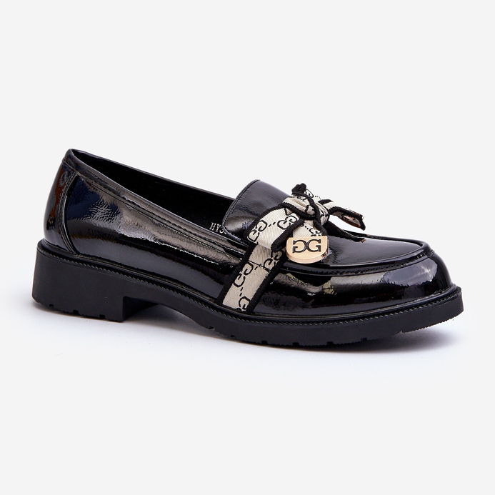 Mocassini brogue da donna in vernice S.Barski HY330A Nero 2