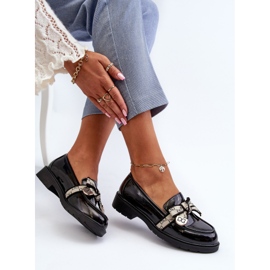 Mocassini brogue da donna in vernice S.Barski HY330A Nero 1