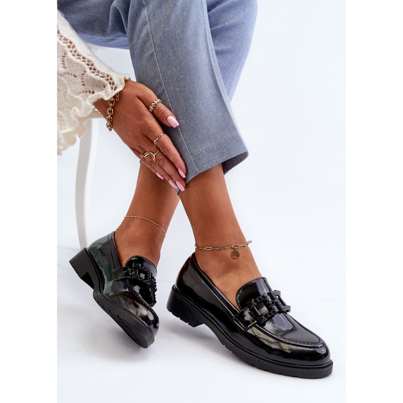 Mocassini da Donna Laccati Con Decorazione S.Barski HY371A nero 1