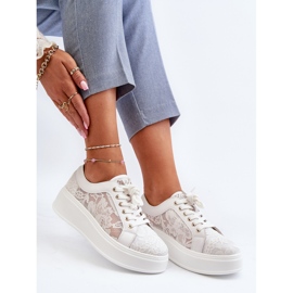 S.Barski Sneaker in pizzo da donna in pizzo sulla piattaforma S. Barski Hy51-059 White bianca 1