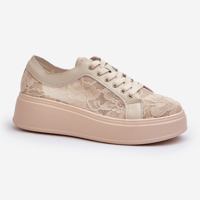 S.Barski Sneaker in pizzo da donna in pizzo sulla piattaforma S. Barski Hy51 Beige 1