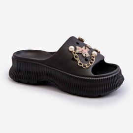 Infradito da donna in schiuma con decorazioni Nero Afariana 1