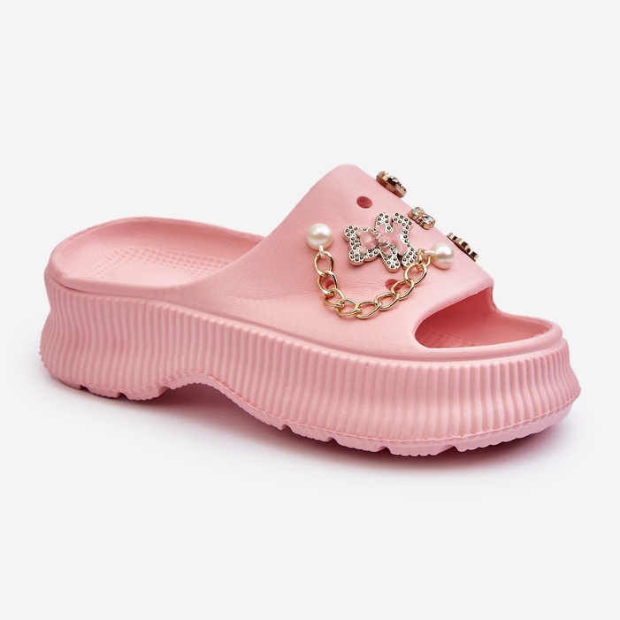 Infradito da donna in schiuma con decorazioni, colore rosa Afariana 1