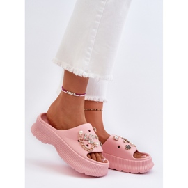 Infradito da donna in schiuma con decorazioni, colore rosa Afariana 2